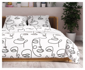 Komplet pościeli z bawełny satynowej 160x200 biało czarnej