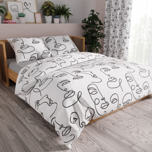 Komplet pościeli z bawełny satynowej 220x200 biało czarnej