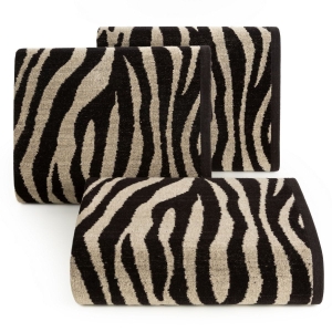 Ręcznik 50x90 Zebra czarno beżowy żakaradowy 
