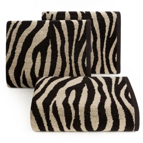 Ręcznik 70x140 Zebra czarno beżowy żakardowy