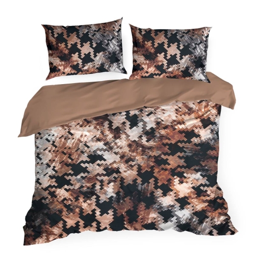 Pościel z naturalnej tkaniny Tencel brązowo czarna 160x200 Premium Eurofirany