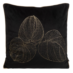 Poszewka LC velvet czarna 45x45 Victoria złoty liść