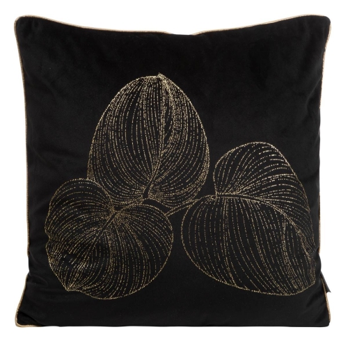 Poszewka LC velvet czarna 45x45 Victoria złoty liść