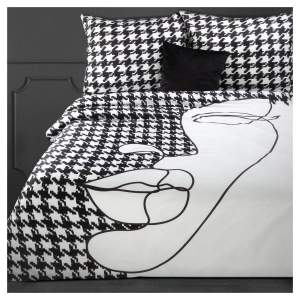 Pościel hiszpańska bawełniana  czarno biała 160x200 Premium