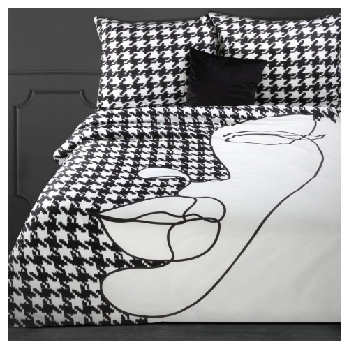 Pościel hiszpańska bawełniana czarno biała 220x200 Premium