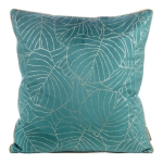 Poszewka LC velvet ciemno turkusowo złota 45x45 Lili liście
