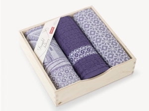 Komplet ścierek 2x50x70 + ręcznik 30x50 Wiatrak wrzosowy 
