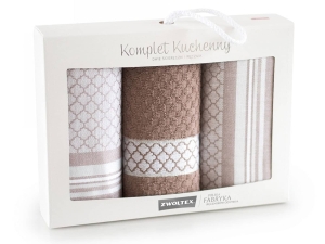 Komplet ścierek 2x50x70 + ręcznik 30x50 Maroko beżowy