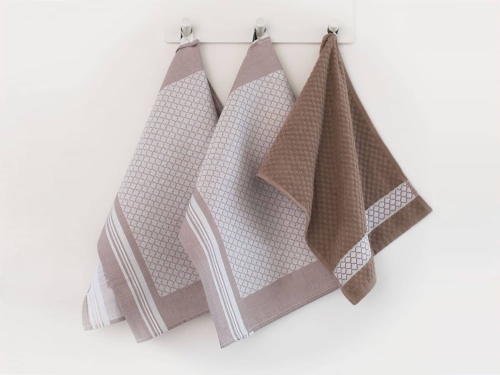 Komplet ścierek 2x50x70 + ręcznik 30x50 Maroko beżowy