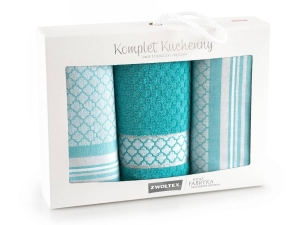 Komplet ścierek 2x50x70 + ręcznik 30x50 Maroko błękit