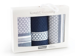 Komplet ścierek 2x50x70 + ręcznik 30x50 Maroko granat