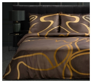 Pościel Alisma Tencel brązowo złota 160x200 Premium Eurofirany