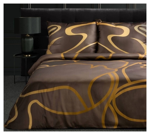 Pościel Alisma Tencel brązowo złota 220x200 Premium Eurofirany