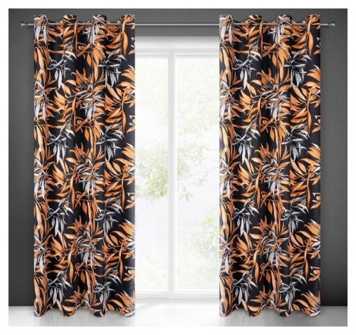 Zasłona Zoja 140x250 czarno ruda przelotki