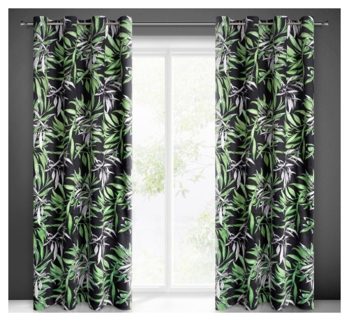 Zasłona Zoja 140x250 czarno zielona przelotki