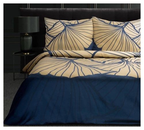 Pościel Musa Tencel granatowo beżowa 220x200 Premium Eurofirany