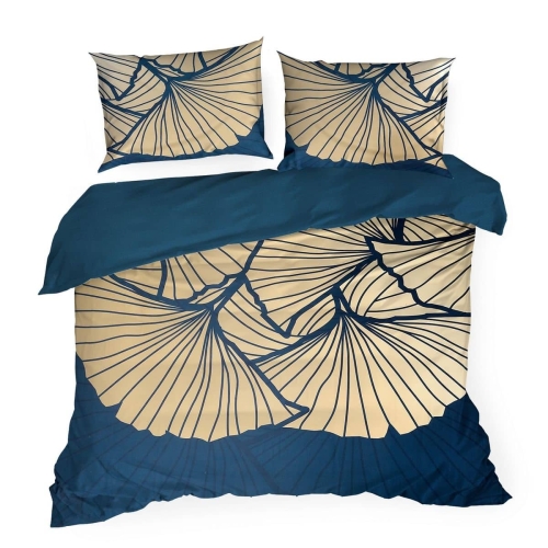 Pościel Musa Tencel granatowo beżowa 220x200 Premium Eurofirany