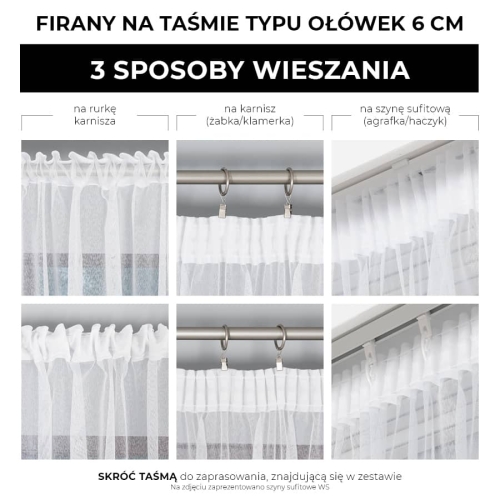 Firanka konfekcjonowana Tatiana 160x300 biała na taśmie