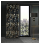 Zasłona Peonia 140x250 czarno popielata przelotki 