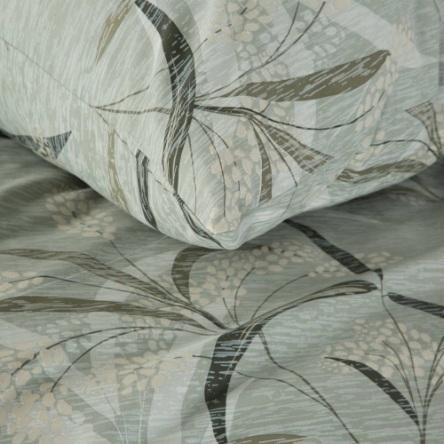 Ekskluzywna pościel Terra Collection oliwkowa w liście 160x200 Montenegro