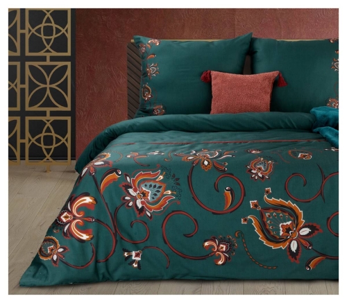 Ekskluzywna pościel Terra Collection zielono pomarańczowa 220x200 Morocco