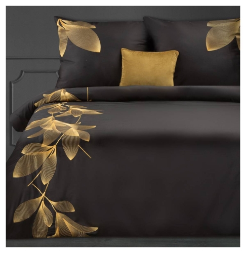Premium pościel haftowana 160x200 czarno złota