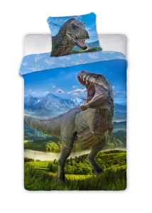 Pościel bawełniana 160x200 T-REX niebieski