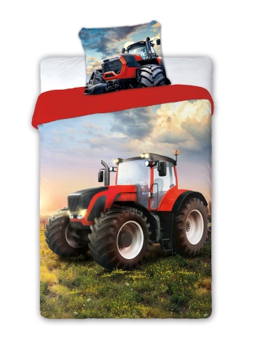 Pościel bawełniana 160x200 Traktor czerowny