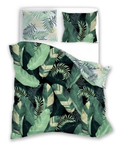 Pościel bawełniana zielona Trendy 220x200 liście