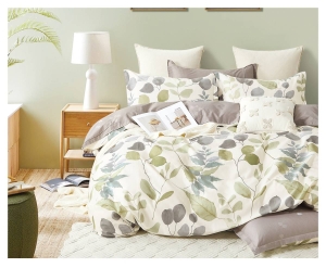 Komplet pościeli dwustronnej z bawełny satynowej 200x220 w liście