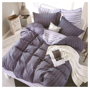 Komplet pościeli dwustronnej z bawełny satynowej 200x220 w pionowe pasy