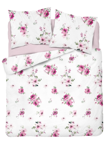 Pościel satyna bawełniana Home Satin biała 160x200 w różowe kwiaty