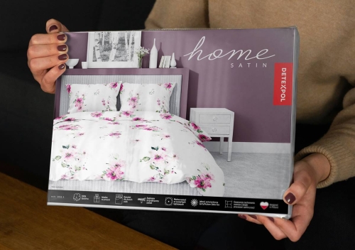 Pościel satyna bawełniana Home Satin biała 160x200 w różowe kwiaty