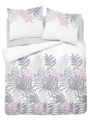 Pościel satyna bawełniana Home Satin biała 160x200 w liście