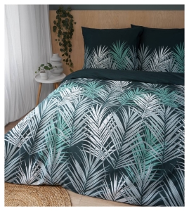 Pościel satyna bawełniana zielona Home Satin 160x200 w liście