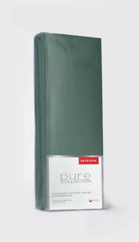 Prześcieradło Pure 180x200 satynowe z gumką w kolorze oliwkowym