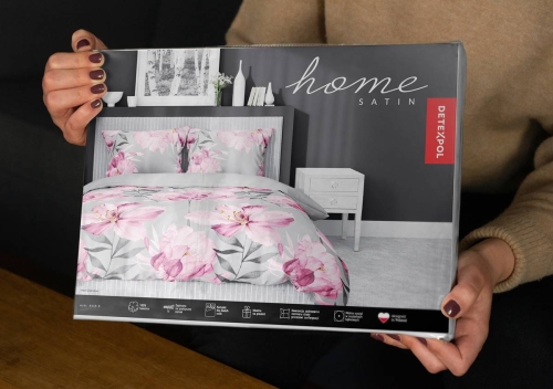 Pościel satyna bawełniana popielata Home Satin 220x200 w magnolie 