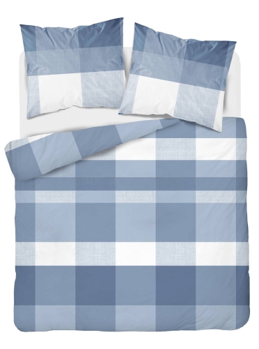 Pościel flanelowa 160x200 w niebieską kratkę
