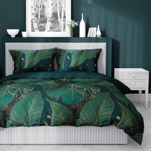Pościel satyna bawełniana Home Satin 180x200 w złote liście