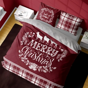 Komplet pościeli świątecznej czerwona Merry Christmas 160x200 Holland