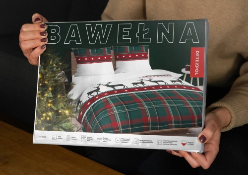 Komplet pościeli świątecznej 220x200 Renifery