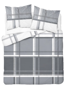 Pościel satyna bawełniana Home Satin 160x200 popielato biała krata