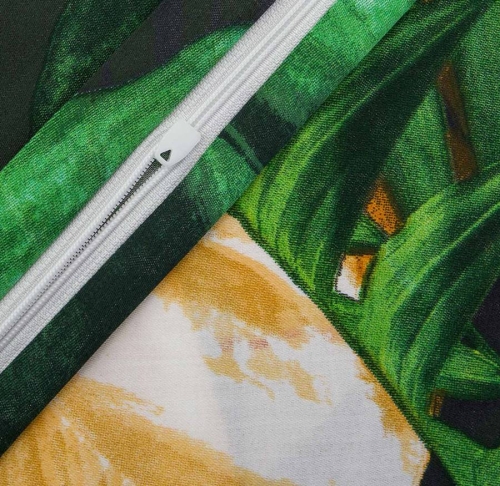 Komplet pościeli z bawełny satynowej 160x200 w liście monstery