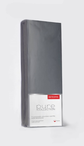Prześcieradło Pure 180x200 satynowe z gumką w kolorze ciemnoszarym