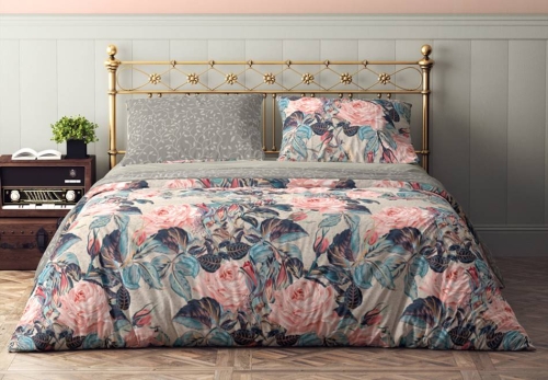 Pościel bawełniana Flovery 160x200 w różowe róże