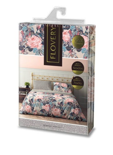 Pościel bawełniana Flovery 160x200 w różowe róże