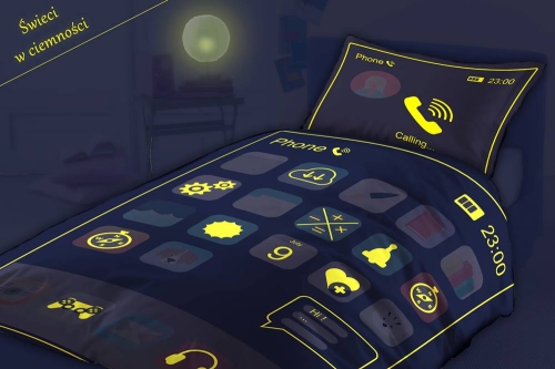 Pościel bawełniana fluorescencyjna 160x200 Smartfon  