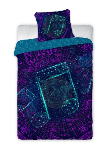 Pościel bawełniana fluorescencyjna 160x200 Nutki