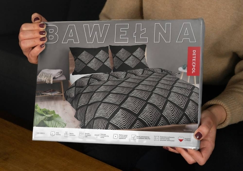 Pościel bawełniana 100% czarno beżowa 220x200