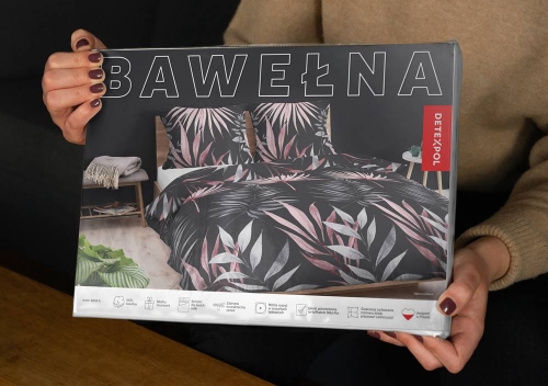 Pościel bawełniana 100% grafitowo różowa 220x200